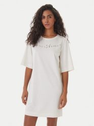 Emporio Armani Sukienka codzienna EW000618 AF20243 U1131 Biały Regular Fit. Białe sukienki Emporio Armani, na co dzień, xs, bez wzorów, z wiskozy, bez kołnierzyka, bez ramiączek, proste. Za 469.99 zł.