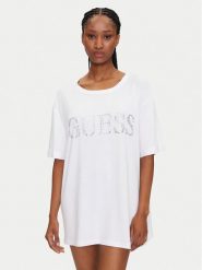 Guess T-Shirt E5GI07 K68D2 Biały Regular Fit. Białe t-shirty Guess, s, z aplikacjami, z wiskozy, bez kołnierzyka, bez ramiączek. Za 129.99 zł.