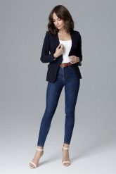 Granatowa Elegancka Taliowana Marynarka bez Zapięcia. Brązowe marynarki i żakiety Katrus, l, bez wzorów, z materiału, eleganckie. Za 269.00 zł.