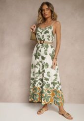 Zielono-Beżowy Kombinezon Wide Leg z Wiskozą na Ramiączkach Iffiane. Zielone sukienki Renee, na co dzień, na wiosnę, l, bez wzorów, z wiskozy, eleganckie, bez kołnierzyka, bez ramiączek, proste. Za 59.99 zł.