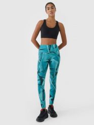4F Legginsy treningowe z wysokim stanem damskie - turkusowe XL. Niebieskie legginsy 4f, s, bez wzorów, z dzianiny, z podwyższonym stanem, na fitness i siłownię. W wyprzedaży za 129.99 zł.