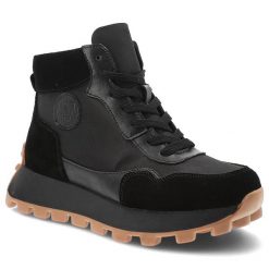 Czarne Botki Filippo Ocieplane Buty Damskie. Czarne botki Filippo, bez wzorów, z materiału, bez obcasa, bez zapięcia. Za 220.99 zł.