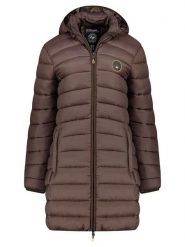 Geographical Norway Płaszcz pikowany "Atikamap" w kolorze ciemnobrązowym rozmiar: S. Brązowe płaszcze Geographical Norway, s, bez wzorów, bez kaptura. Za 188.40 zł.