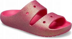 Klapki Dla Dorosłych Crocs Crocs Classic Iridescent Glitter. Czerwone klapki Crocs, bez wzorów, z materiału, bez obcasa. Za 159.99 zł.