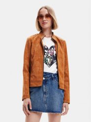 Desigual Kurtka z imitacji skóry 23SWEW02 Brązowy Regular Fit. Brązowe kurtki Desigual, xs, bez wzorów, ze skóry, bez kaptura. Za 469.99 zł.