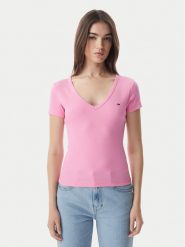 Tommy Jeans T-Shirt Essential DW0DW17385 Różowy jasny Slim Fit. Czerwone t-shirty Tommy Jeans, s, bez wzorów, z bawełny, bez kołnierzyka, bez ramiączek. Za 149.99 zł.