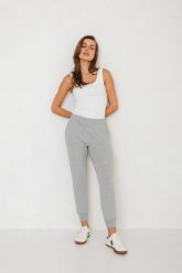 LEKKIE SPODNIE LENA SZARY MELANŻ L - Flawless. Szare spodnie dresowe Flawless, l, bez wzorów, z bawełny. Za 286.00 zł.