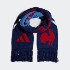 Szalik kibica francuskiej drużyny rugby – szalik FFR. Białe szaliki Adidas, bez wzorów, z bawełny. Za 139.99 zł.