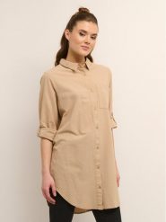 Kaffe Koszula Naya 10506337 Beżowy Relaxed Fit. Brązowe koszule Kaffe, bez wzorów, z bawełny, bez kołnierzyka, bez ramiączek. Za 99.99 zł.