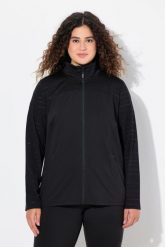 Damskie Bluza dresowa powerstretch stójka odblaski. Czarne bluzy Ulla Popken, plus size, bez wzorów, z dresówki, bez kaptura. Za 279.99 zł.