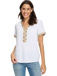 WITT WEIDEN Bluzka w kolorze białym rozmiar: 52. Białe bluzki WITT WEIDEN, bez wzorów, z wiskozy, bez kołnierzyka, bez ramiączek. Za 69.99 zł.