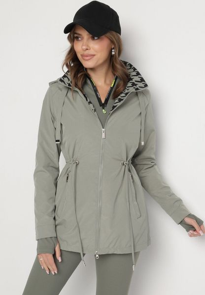 Ciemnozielona Kurtka Parka Ściągana w Pasie Aridra. Zielone kurtki Born2be, l, z jeansu, eleganckie, bez kaptura. Za 159.99 zł.