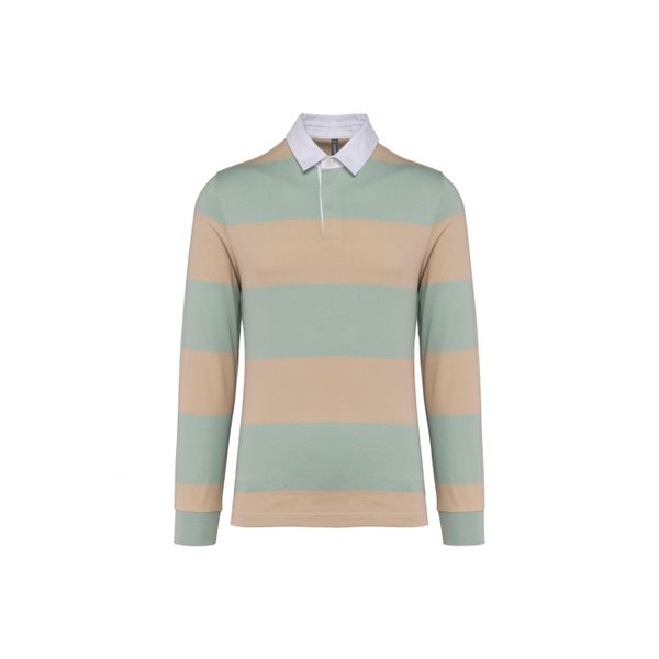 Koszulka polo w paski, długi rękaw Kariban. Zielone bluzki KARIBAN, bez wzorów, bez kołnierzyka, bez ramiączek. Za 197.00 zł.