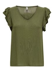 ONLY Bluzka "Chiara" w kolorze khaki rozmiar: L. Brązowe bluzki Only, l, bez wzorów, z wiskozy, bez kołnierzyka, bez ramiączek. Za 61.17 zł.