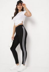 Czarne Legginsy z Elastycznej Bawełny z Lampasami Olerria. Czarne legginsy Born2be, m, bez wzorów, z bawełny, długie. Za 29.99 zł.