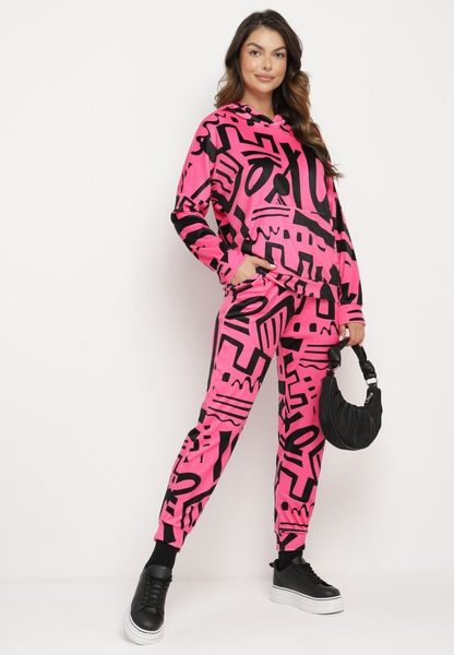Różowy Komplet Dresowy Bluza z Kapturem i Kieszenią Typu Kangurek Spodnie z Kieszeniami Ivondria. Czerwone bluzy Born2be, z aplikacjami, z dresówki, z kapturem. Za 64.99 zł.