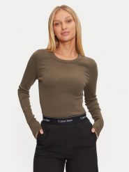 Calvin Klein Jeans Bluzka J20J224640 Zielony Slim Fit. Zielone bluzki Calvin Klein Jeans, s, bez wzorów, z bawełny, bez kołnierzyka, bez ramiączek. Za 169.99 zł.