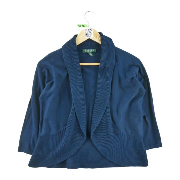 Second life - Kardigan damski w kolorze granatowym - Stan bardzo dobry. Niebieskie kardigany RALPH LAUREN, m, bez wzorów. Za 59.60 zł.