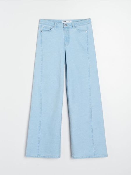 Jeansy wide leg comfort mid waist - niebieski. Niebieskie jeansy Sinsay, l, bez wzorów. Za 69.99 zł.