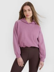 4F Bluza dresowa cropped nierozpinana z kapturem damska 4F x Anna Lewandowska - różowa XS. Czerwone bluzy 4f, xl, bez wzorów, z bawełny, z kapturem. Za 149.99 zł.