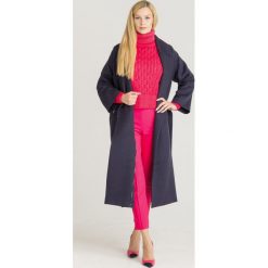 PŁASZCZ ELISABETTA FRANCHI (VIRGIN WOOL). Brązowe płaszcze Elisabetta Franchi, bez wzorów, z wełny, bez kaptura. Za 4,029.00 zł.