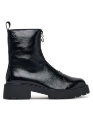 Calvin Klein Botki Chunky Zip Boot Shiny Lth HW0HW03200 Czarny. Czarne botki Calvin Klein, bez wzorów, ze skóry, bez obcasa, na płaskiej podeszwie, bez zapięcia. Za 749.99 zł.