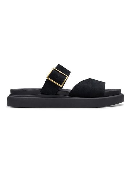 Clarks Skórzane klapki "Aristella Mule" w kolorze czarnym rozmiar: 37,5. Czarne klapki Clarks, bez wzorów, z otwartym noskiem, bez obcasa. Za 184.95 zł.
