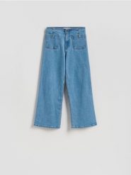 Jeansy culotte - niebieski. Niebieskie jeansy Reserved, bez wzorów. Za 129.99 zł.