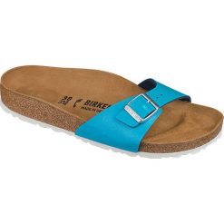 Birkenstock Klapki "Madrid" w kolorze turkusowym rozmiar: 37. Niebieskie klapki Birkenstock, bez wzorów, z otwartym noskiem, bez obcasa. Za 218.05 zł.