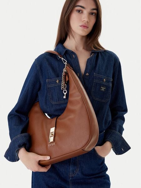 Guess Torebka Brooke HWBG98 97020 Brązowy. Brązowe torebki klasyczne Guess, z aplikacjami, ze skóry, bez dodatków. Za 679.99 zł.