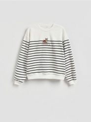 Bluza w paski z haftem - wielobarwny. Bluzy Reserved, l, bez wzorów, z bawełny, bez kaptura. Za 89.99 zł.