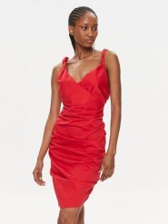 Pinko Sukienka koktajlowa Afrodite 103080 A1KH Czerwony Slim Fit. Czerwone sukienki Pinko, bez wzorów, z bawełny, wizytowe, bez kołnierzyka, bez ramiączek. Za 659.99 zł.