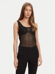 Guess Top W5YR29 Z37G0 Czarny Regular Fit. Czarne topy Guess, l, z aplikacjami, z syntetyku, bez kołnierzyka, bez ramiączek. Za 309.99 zł.