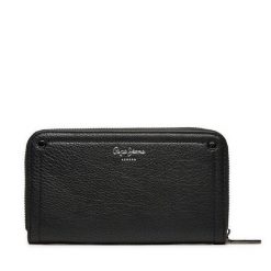 Duży Portfel Damski Pepe Jeans. Czarne portfele Pepe Jeans, bez wzorów, z jeansu. Za 149.99 zł.