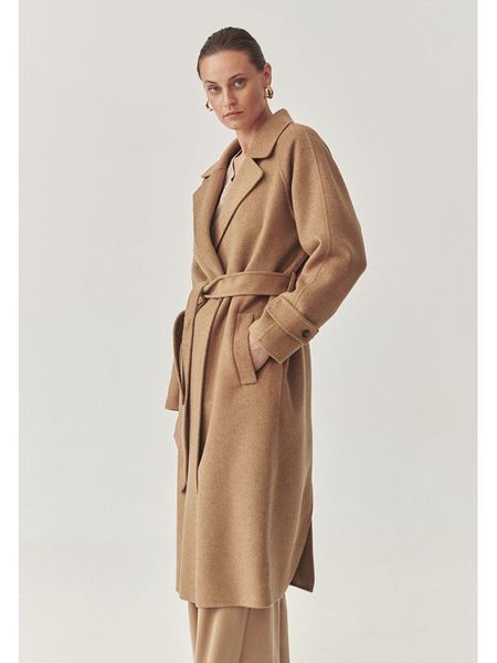 TATUUM Wełniany płaszcz w kolorze jasnobrązowym rozmiar: 40. Brązowe płaszcze Tatuum, bez wzorów, z wełny, bez kaptura. Za 672.84 zł.