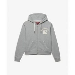 Damska bluza z kapturem zapinana na zamek Superdry Athletic Essential. Szare bluzy sportowe Superdry, s, bez wzorów, z dzianiny, z kapturem. Za 386.85 zł.