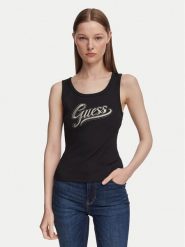 Guess Top W6YP30 K4380 Czarny Slim Fit. Czarne topy Guess, m, z aplikacjami, z syntetyku, bez kołnierzyka, bez ramiączek. Za 194.99 zł.
