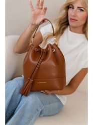 Lia Biassoni Skórzana torebka "Ancinale" w kolorze jasnobrązowym - 25 x 27 x 17 cm rozmiar: onesize. Brązowe torby na ramię Lia Biassoni, bez wzorów, z materiału, na ramię, bez dodatków. Za 295.99 zł.