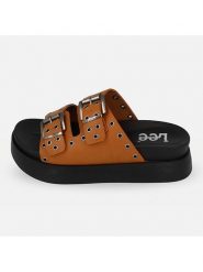 Lee Klapki "Cora" w kolorze jasnobrązowym rozmiar: 37. Brązowe klapki Lee, bez wzorów, z otwartym noskiem, bez obcasa, na platformie. Za 146.28 zł.