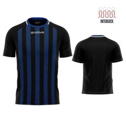 T-shirt Rugby Givova Czarny-Niebieski - Komfort i Trwałość. Czarne bluzki Givova, bez wzorów, z poliesteru, bez kołnierzyka, bez ramiączek. Za 136.99 zł.