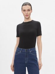 Calvin Klein T-Shirt Modal Rib Ss Tee K20K206404 Czarny Slim Fit. Czarne t-shirty Calvin Klein, xl, bez wzorów, bez kołnierzyka, bez ramiączek. Za 179.99 zł.