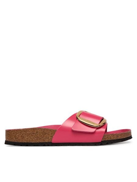 Birkenstock Klapki Madrid Big Buckle Hex 1031844 Różowy. Czerwone klapki Birkenstock, bez wzorów, ze skóry, bez obcasa. Za 599.99 zł.