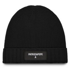 Czapka Patrizia Pepe. Czarne czapki Patrizia Pepe, bez wzorów. Za 399.99 zł.
