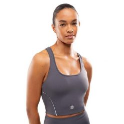 Damski sportowy stanik do biegania Siroko Angkor Dark Gray. Szare bielizna sportowa SIROKO, s, bez wzorów, z materiału. W wyprzedaży za 84.00 zł.