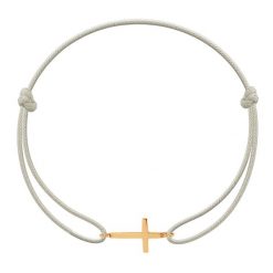 Bransoletka z pozłacanym krzyżykiem na cienkim perłowym sznurku. Białe bransoletki Lilou, z perłą, pozłacane. Za 99.00 zł.