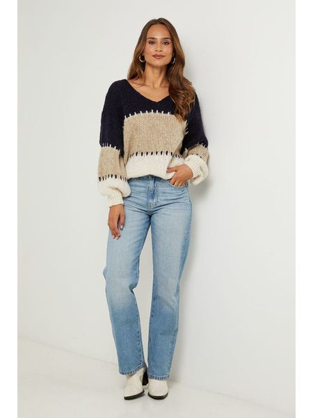 L'armoire de Suzette Sweter w kolorze beżowo-czarnym rozmiar: 34/36. Brązowe swetry L'armoire de Suzette, l, bez wzorów, bez ramiączek. Za 117.99 zł.