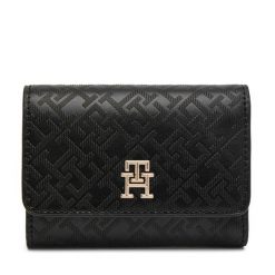Duży Portfel Damski Tommy Hilfiger. Czarne portfele TOMMY HILFIGER, bez wzorów. Za 209.99 zł.