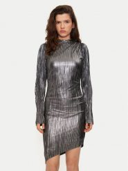 Bruuns Bazaar Sukienka koktajlowa BBW3707 Srebrny Regular Fit. Szare sukienki Bruuns Bazaar, bez wzorów, z syntetyku, wizytowe, bez kołnierzyka, bez ramiączek. Za 369.99 zł.