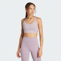 Biustonosz FastImpact Luxe Run High-Support. Czerwone bielizna sportowa Adidas, z materiału, bez zapięcia, na fitness i siłownię. W wyprzedaży za 285.20 zł.