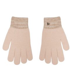 Rękawiczki Damskie Guess. Czerwone rękawiczki Guess, z aplikacjami, z dzianiny. Za 199.99 zł.